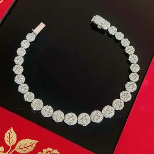 Cmb009 8.88ct pulseira de diamante natural, 18k sólido ouro tênis pulseira para homens e mulheres redonda brilhante corte redondo diamantes bracelete