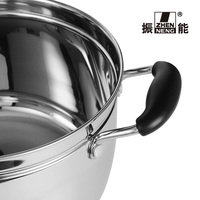 Marmite en forme de tambour de 18 cm de haute qualité en acier inoxydable 201 avec couvercle en verre et poignée en bakélite pour la cuisine vente en gros