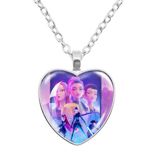 สร้อยคอพลาสติกทรงหัวใจสีพีช วงทีมล่าปีศาจ Kpop Demon Hunters Witch Hunting Group Time Gem - Product Image 3