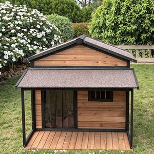 Caseta de Lujo para Perros SDD026, Resistente al Agua, Duradera, de Madera, con Piso de Madera y Diseño Estampado, para Perros Pequeños, Medianos y Grandes - Product Image 3