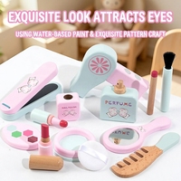 Ensemble de jeu de maquillage princesse en bois, kit de beauté et de déguisement, jouet éducatif Montessori pour filles