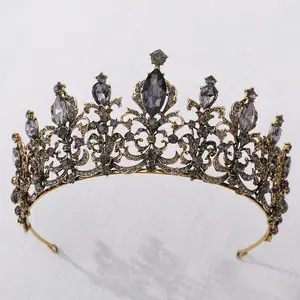 Coreano cristal strass acessórios do cabelo do casamento princesa ouro nupcial tiara coroa para mulheres