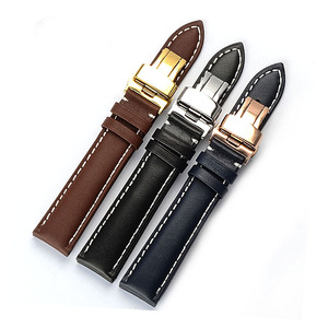 Noir Western En Cuir Véritable Bande de <span class=keywords><strong>Montre</strong></span> avec Fil Blanc - Product Image 5