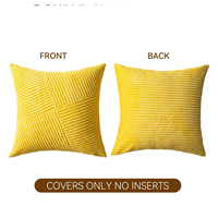 Housse de coussin carrée pour canapé en tissu côtelé lavable avec surpiqûres
