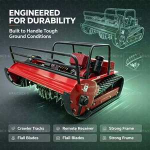 Broyeur à fléaux industriel télécommandé sur chenilles, moteur diesel, <span class=keywords><strong>tondeuse</strong></span> tout-terrain pour aménagement paysager et entrepreneurs agricoles - Product Image 2