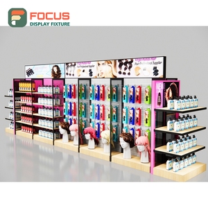 Glass Wig Display Cabinet <b>Lockable</b> Door Multi Shelf <b>Drawer</b> Combination Hair Extension Store Display Cabinet - Product Image 2