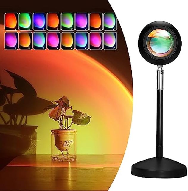 NEW Remote Control RGB Sunset Projection Lamp Rainbow Atmosphere Led Light for Home Bedroom Shop Background Wall Decoration
