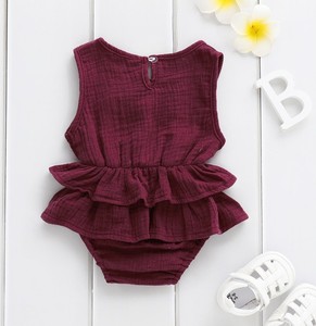 Petti - Pelele de Algodón Orgánico 100% Muselina con Volantes para Bebé Recién Nacida, Venta al por Mayor, Body sin Mangas de Verano para Bebés, Ropa de Bebé - Product Image 5