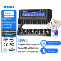 Chargeur de batterie intelligent XTAR L8 Pro pour piles AA AAA NiMH Li-ion, 8 emplacements, charge mixte, écran LCD, personnalisable OEM, entrée Type-C 10W