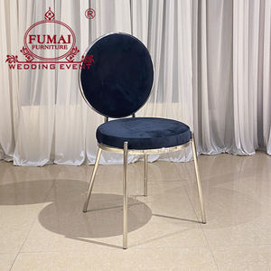 Silla de boda única con respaldo redondo y marco de acero inoxidable de titanio para bodas - Product Image 3