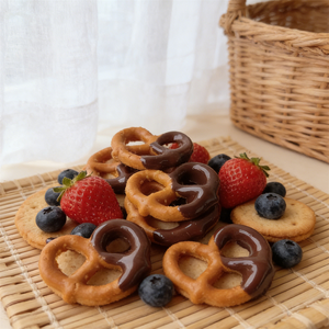 Dark Chocolate Pretzels Food Model Fake Edible Snack Display Item with Sauce Home Decor Desk Diy Joy <b>Doll</b> <b>Play</b> Photography Set - Product Image 4