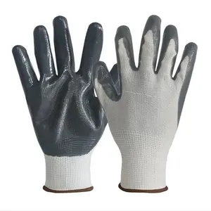热销中国批发优质丁腈涂层13号聚酯工业护手安全工作手套