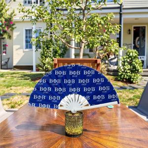 Abanico de mano gigante de bambú de 33 cm, arte popular, portátil, ZPB, con letras griegas, para danza, de la hermandad Zeta Phi Beta, con efecto de sonido craceler. - Product Image 2