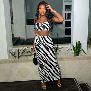 ShiMaiEr Summer Hot Styles <strong>Zebra</strong> <strong>Print</strong> Sleeveless Two Piece Sexy Cropped <strong>Top</strong> and Skirt Set for Women - Product Image 1