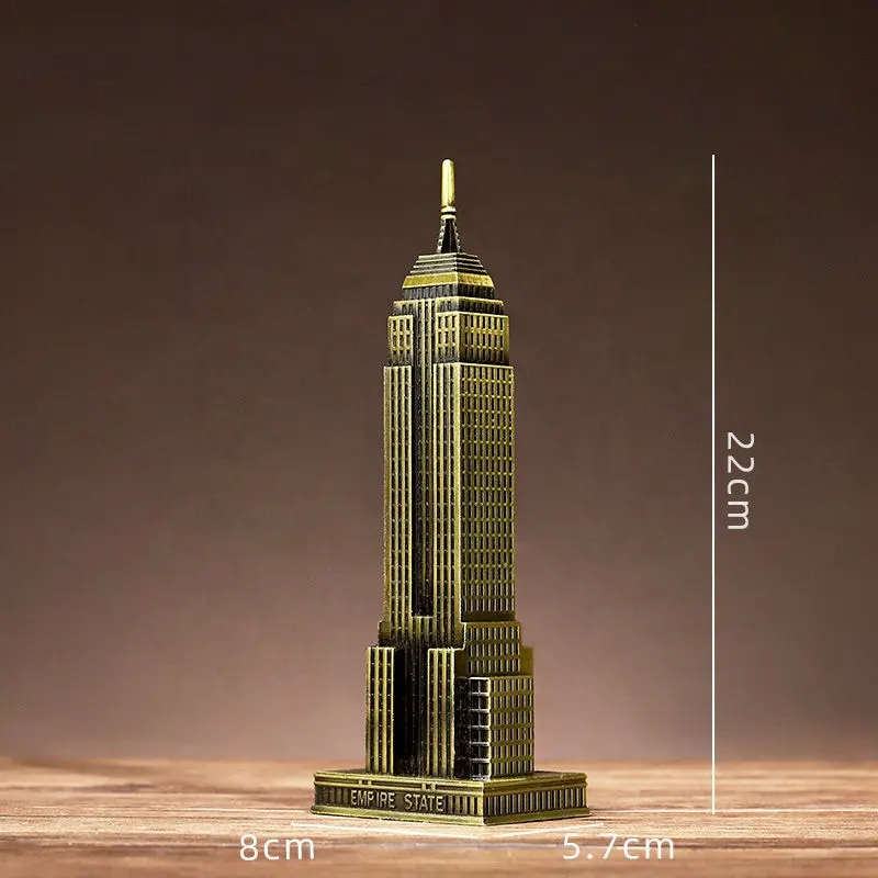 Mini Big ben Clock Tower figure die casting Empire State zinc alloy metal sculpture customized Pisa tower 3D metal ornaments