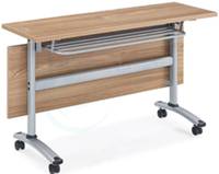 Mobilier de bureau en alliage d'aluminium pour ordinateur avec roulettes Table d'entraînement mobile pliable et rotative pour l'école
