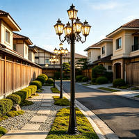 5 lampadaires à LED extérieurs de 3,5 mètres avec corps en aluminium, étanches, ampoule E27, pour jardin
