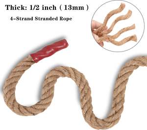 Doğal jüt Manila halat 4 Strand bükülmüş Fiber kenevir spor dekor için Pet oyuncaklar Fitness römorkör-savaş kapalı/açık kullanım 1/<span class=keywords><strong>2</strong></span> \ "X 49ft - Product Image 5