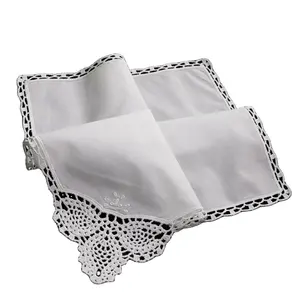 D002 stampabile ricamato Ladies hankies Women Wedding Christmas Gift 12 "x 12" sciarpa quadrata fazzoletti di pizzo di cotone bianco