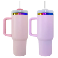 Tasses et gobelets isothermes en cuivre doré plaqué arc-en-ciel, revêtement poudré, 40oz, 20oz, 30oz, pour gravure laser