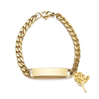 Bracelet à maillons cubains personnalisé avec plaque nominative en acier inoxydable, breloque gravée au laser, bracelet de mode pour femmes et hommes