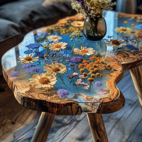 Mobilier de maison moderne en bois de noyer massif direct d'usine Restaurant cuisine rivière table à manger dalle de résine époxy