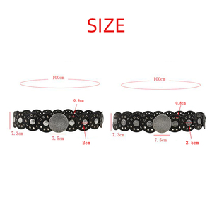 Retro Punk Metal hebilla grande redondo remache PU cuero cinturón ancho disco enlace Boho ovalado disco Concho cinturón de cuero para vaquero vaquera - Product Image 3