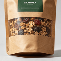Bolsa de Papel Kraft Marrón Impresa Digitalmente para Granos, Cereales, Alimentos, con Cierre Vertical
