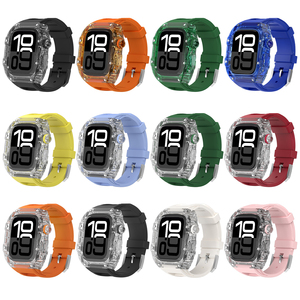 Funda de reloj <span class=keywords><strong>transparente</strong></span> <span class=keywords><strong>para</strong></span> <span class=keywords><strong>Apple</strong></span> <span class=keywords><strong>Watch</strong></span> 10 con <span class=keywords><strong>correa</strong></span> de reloj de goma fluorada <span class=keywords><strong>para</strong></span> funda protectora modificada de 42mm y 46mm - Product Image 2
