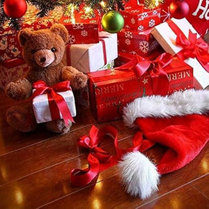 Sombrero de Papá Noel de Navidad Yousi 2025, forro polar de felpa duradero y cómodo con patrón de lazos de frutas con puntos de pompón para Navidad/<span class=keywords><strong>Sant</strong></span> - Product Image 1