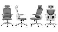 Chaise de bureau ergonomique en maille avec base en alliage d'aluminium épaissie et roulettes silencieuses en PU pour un confort de luxe