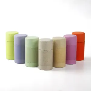 50 Ml Wholesale Custom Empty Biodegradable Wheat Straw PCR Twist Up Deodorant Stick Container Round Tube Packaging