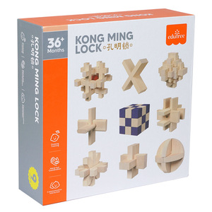 Ensemble de casse-têtes intellectuels en bois de hêtre Kongming Lock Luban Lock pour enfants de 8 à 12 ans, blocs de construction, 6 pièces - Product Image 3