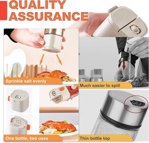 Bouteille d'assaisonnement domestique multifonctionnelle à double ouverture de 180 ml avec bouchon à vis pour contrôle quantitatif uniforme de sel et de poivre en poudre - Product Image 6