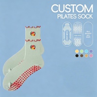 Chaussettes de sport pour femmes POPSOX de haute qualité, personnalisées, en tricot, antidérapantes, respirantes, séchage rapide, yoga, pilates, calcetines