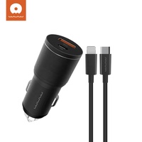 Pengisi Daya Mobil USB C PD 20W Tipe-C USB-A QC 3.0 18W Pengisian Cepat dengan Kabel untuk Ponsel, Kamera & Earphone