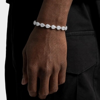 Bracelets de tennis vintage plaqués or pour femme, géométriques, avec cristaux bleus glacés, grande forme goutte d'eau, en laiton étincelant avec zircon cubique