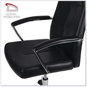 Chaise de travail en cuir Alera Workspace, supporte jusqu'à 275 lb, hauteur d'assise de 18,19 po à 21,93 po, siège et dossier en cuir PU noir - Product Image 3