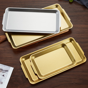 <span class=keywords><strong>Assiette</strong></span> rectangulaire en acier inoxydable 304 doré et argenté, <span class=keywords><strong>assiette</strong></span> à collation vintage, plateau de restaurant, vaisselle de cuisine, assiettes à <span class=keywords><strong>dessert</strong></span> et barbecue - Product Image 3