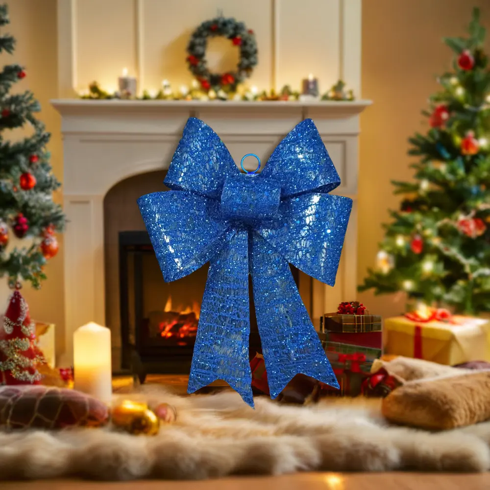 Decorazione d'interni in stile Art Deco con fiocco blu per natale