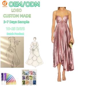 1721 USA Abito da <span class=keywords><strong>Donna</strong></span> di Alta Qualità per Feste, Vestito con Fiocco Metallico Lucido e Spalle Scoperte in Rete, Ordine Personalizzato con MOQ Ridotto - Product Image 1