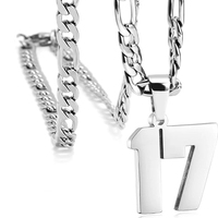 Collier pendentif numéro de sport pour garçons, unisexe, en acier inoxydable plaqué argent, motif bambou porte-bonheur, ne ternit pas, cadeau bijou