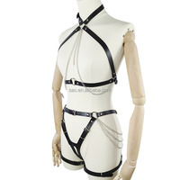 SacKnove Professionnel Usine Bleu Noir Harnais Sex Toy Bdsm Bondage Fétiche Sexy Lingerie Menottes Harnais En Cuir Adulte