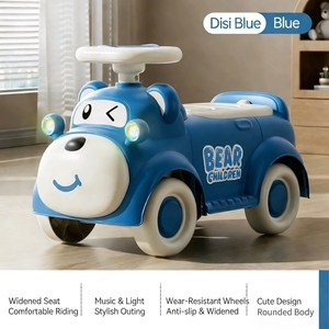 Coche Balancín de Plástico con Diseño de Animal de Dibujos Animados para Bebés, <span class=keywords><strong>Juguete</strong></span> Montable Suave de Cuatro Ruedas con <span class=keywords><strong>Volante</strong></span> para Niños Pequeños de 1 a 3 Años, Venta al por Mayor - Product Image 4