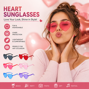 Lunettes de soleil sans monture en forme de coeur Bachelorette Party Decoration Cool Lunettes de soleil <span class=keywords><strong>Accessoires</strong></span> de festival en plastique coloré - Product Image 1