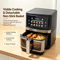 Friteuse à air multifonctionnelle sans huile pour la maison, capacité de 12 L, fenêtre d'observation visuelle avant, 12 modes de cuisson, écran tactile
