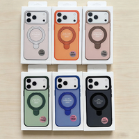 Étui de téléphone antichoc magnétique en acrylique mat avec béquille et support anneau pour iPhone 18 17 16 15 14 13 Pro Max, emballage en boîte