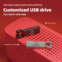 Clé USB en métal en forme de cœur avec logo personnalisé, 128 Go, 64 Go, 32 Go, 16 Go, 8 Go, 4 Go, 2 Go, 1 Go, clé USB originale, mémoire USB