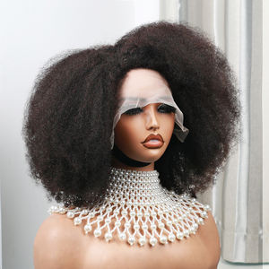 250% घनत्व एफ्रो किकी कर्ली फीता फ्रंट विग प्राकृतिक रंग एफ्रो बॉब मानव बाल प्राकृतिक बाल बाल - Product Image 3