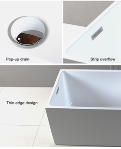 Bañera acrílica de tamaño pequeño con forma cuadrada, 120cm, con certificado cupc - Product Image 6